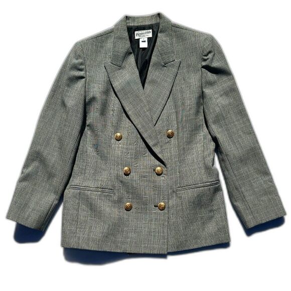 VTG Ladies Pendleton 100% Virgin Wool Gray Blazer 12P - Picture 5 of 12